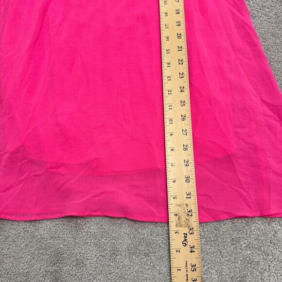 Meghan Los Angeles Halter Mini Tank Slip Dress Womens Medium Pink Lined Chiffon - Picture 9 of 13